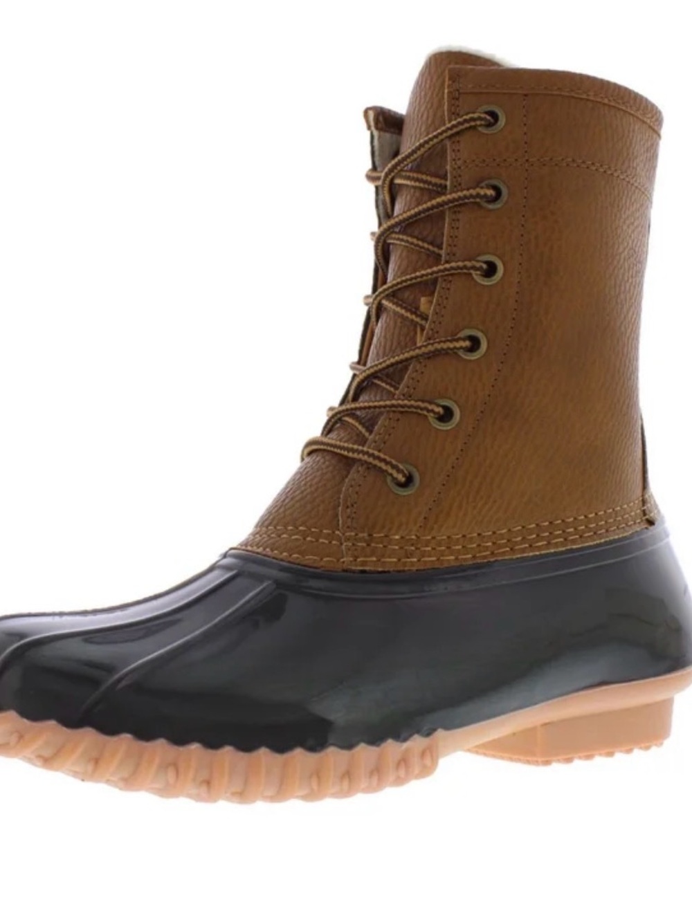 Sporto Women's Dakota Two-Tone Lace-Up Rain Boots in Brown and Black